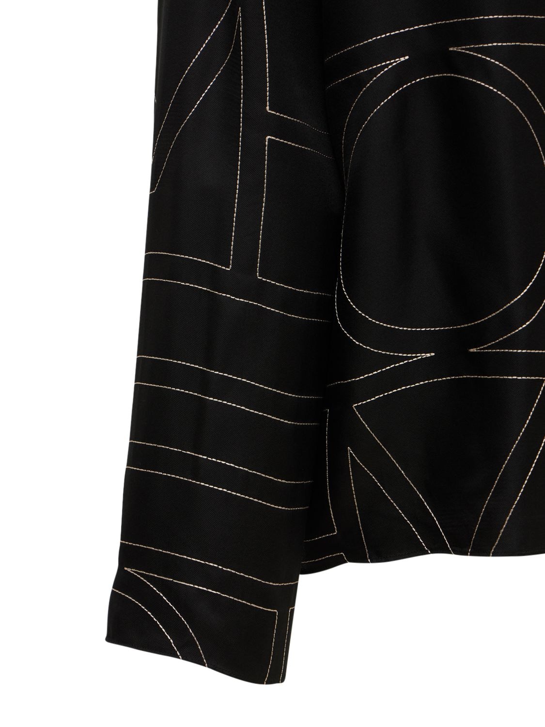 Shop Totême Embroidered Silk Shirt In Black