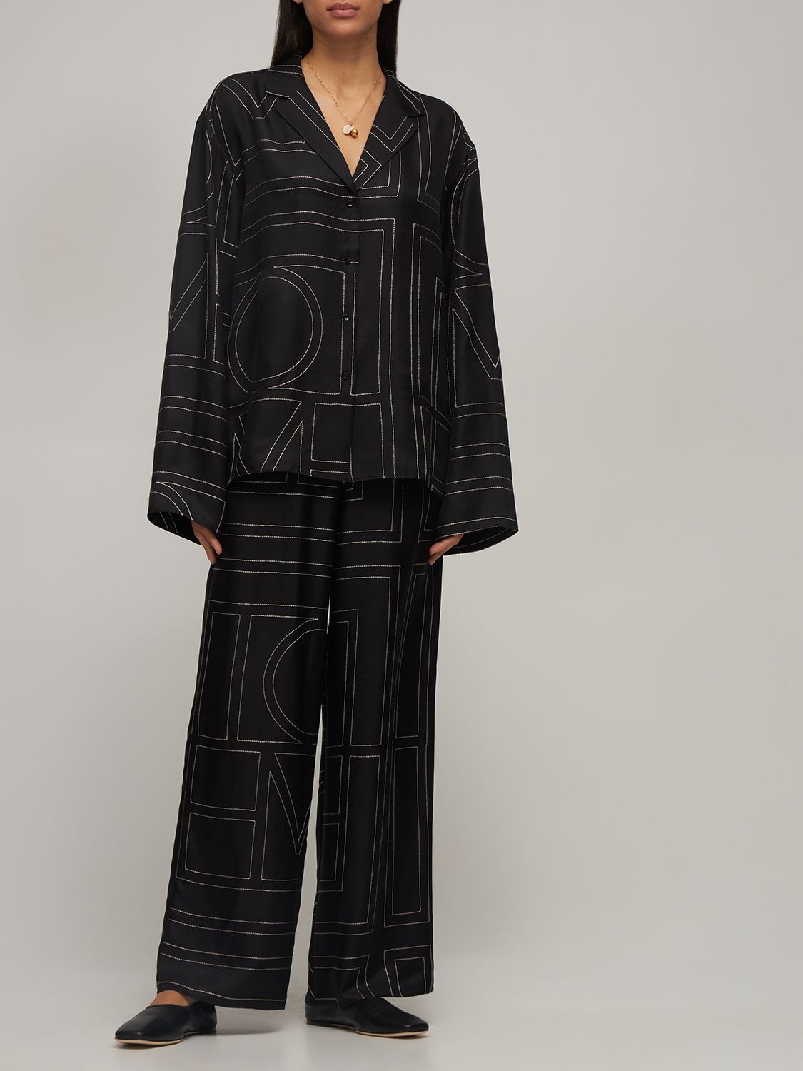 Toteme Monogram Silk Pajama Top - Bergdorf Goodman