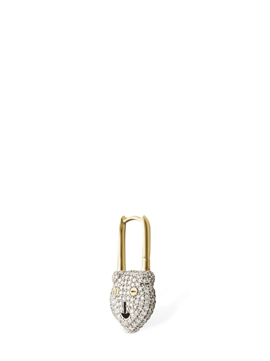 Shop Maria Black Teddy 14kt & Diamond Mono Earring In Crystal,gold