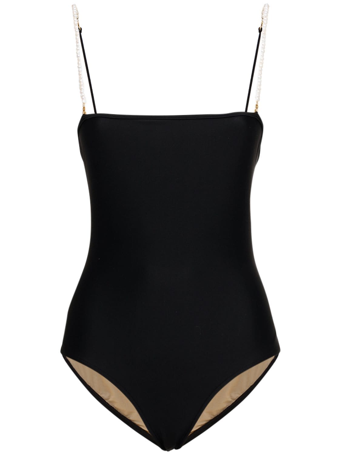 Dolla Paris Lola One Piece Swimsuit W/ Micro Pearls In 黑色