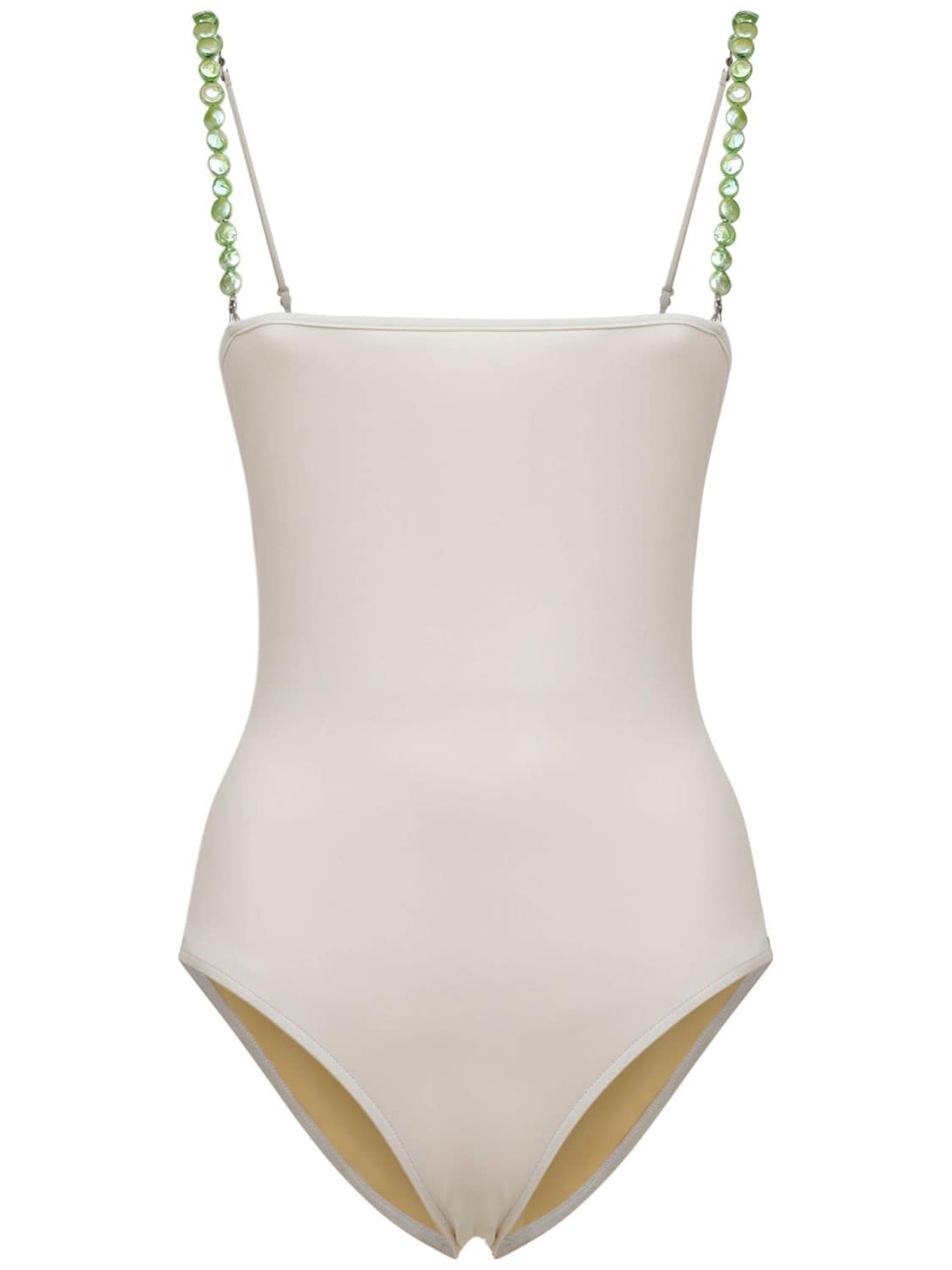 Dolla Paris Lola One Piece Swimsuit W/ Pearls In 白色