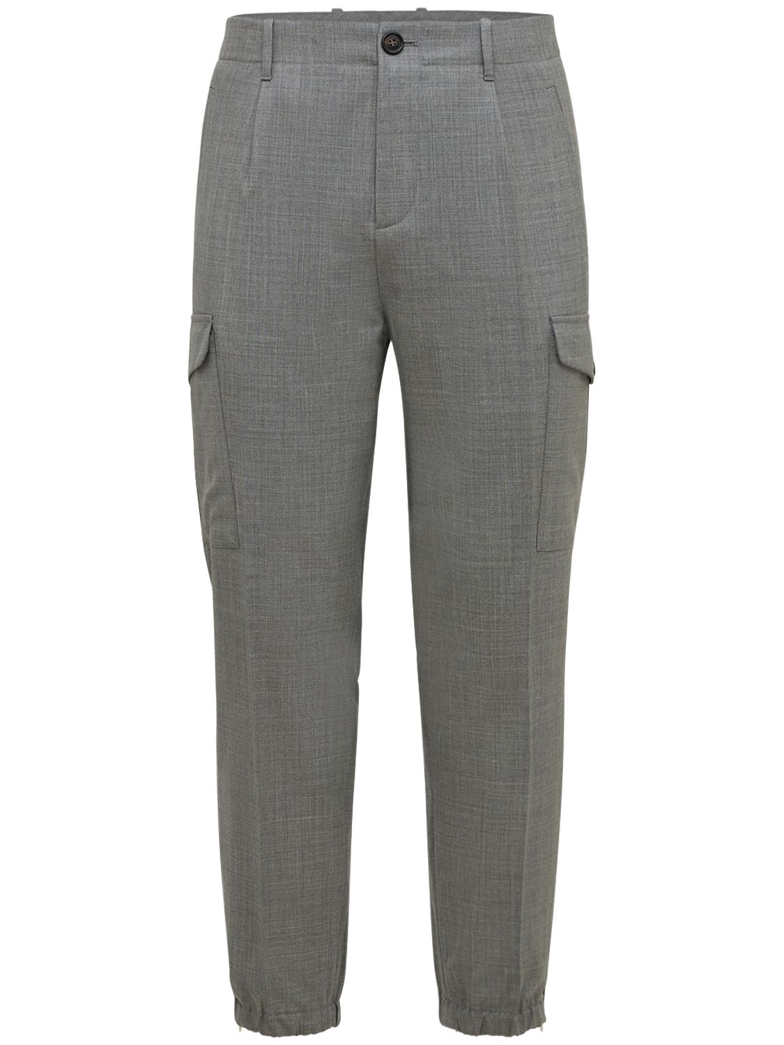 Brunello Cucinelli Virgin Wool Formal Cargo Pants In Grey ModeSens