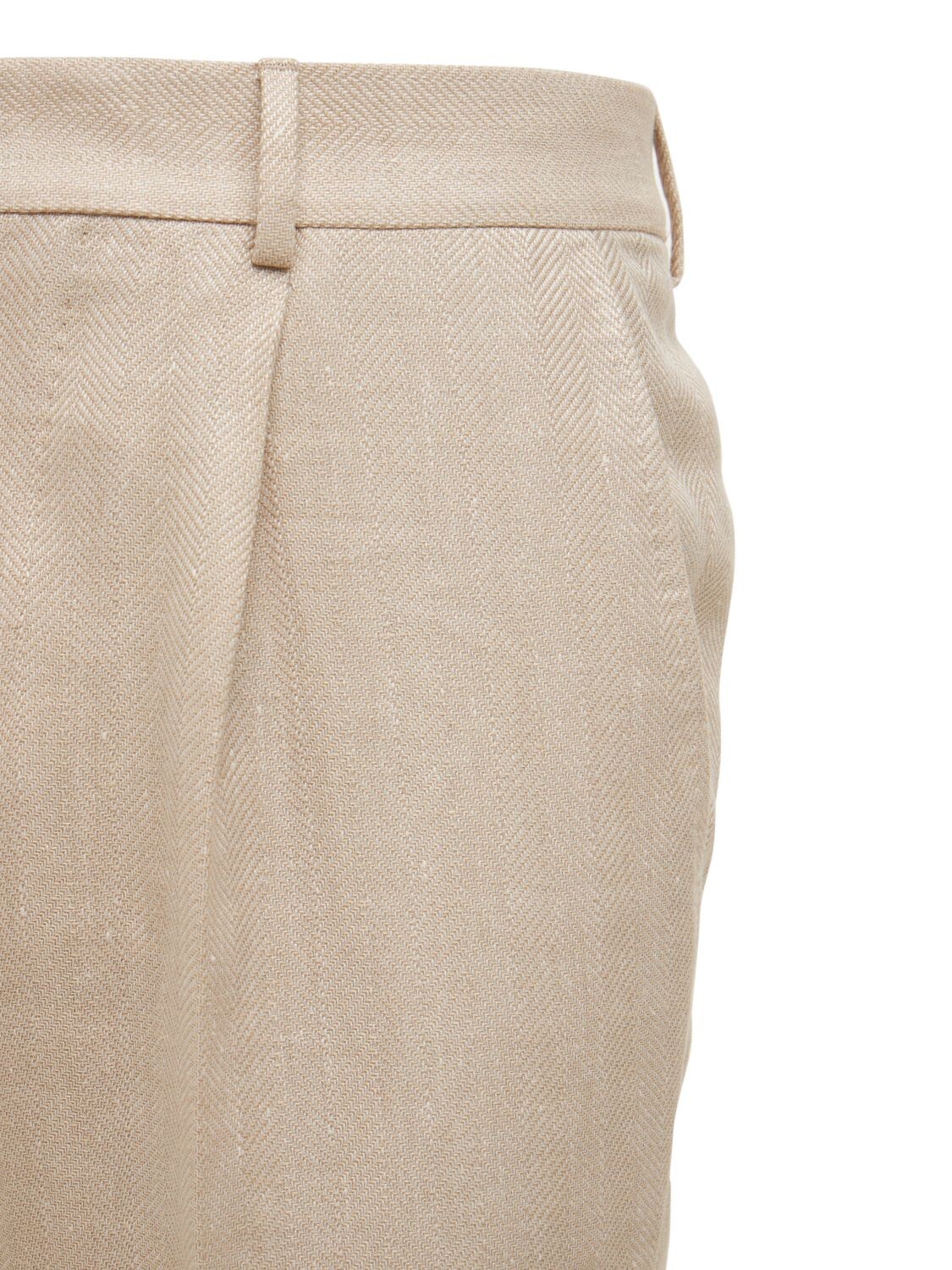 Brunello Cucinelli Double Breast Linen Blend Suit In 沙色