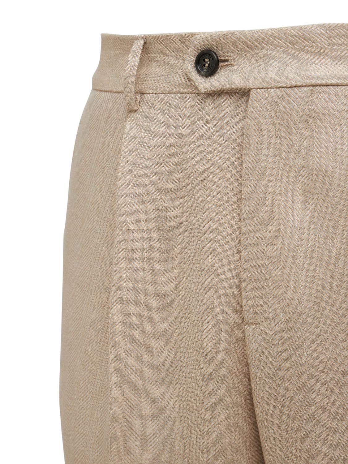 Brunello Cucinelli Double Breast Linen Blend Suit In 沙色