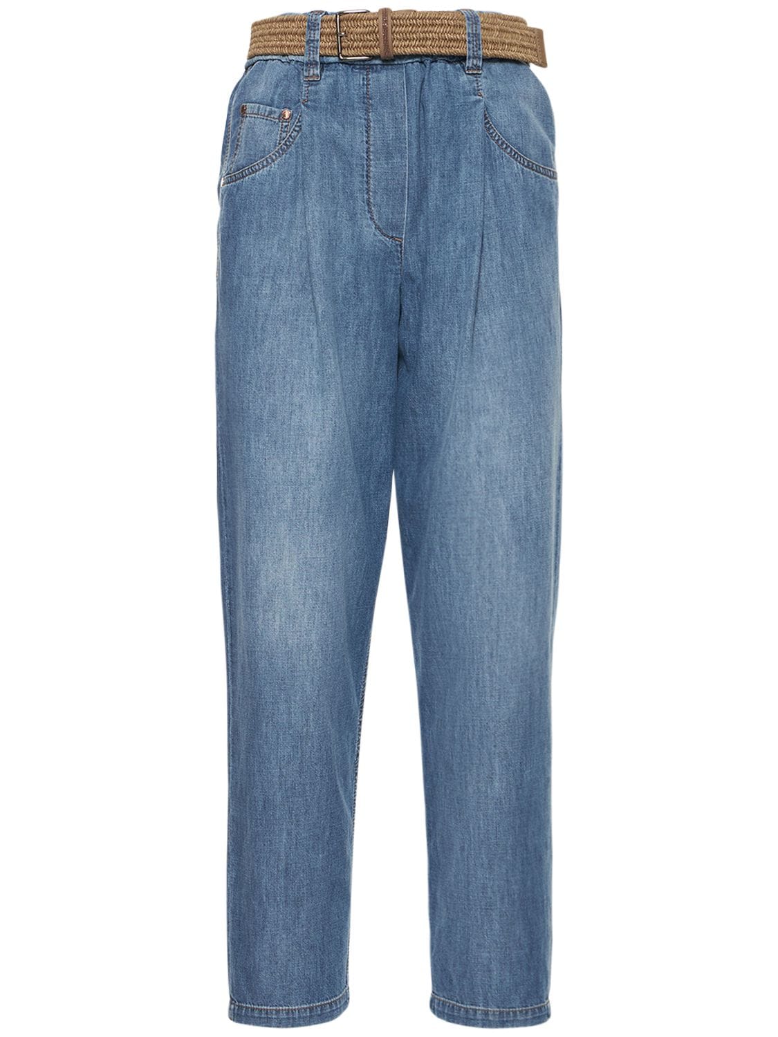 BRUNELLO CUCINELLI Light Cotton Denim Belted Jeans