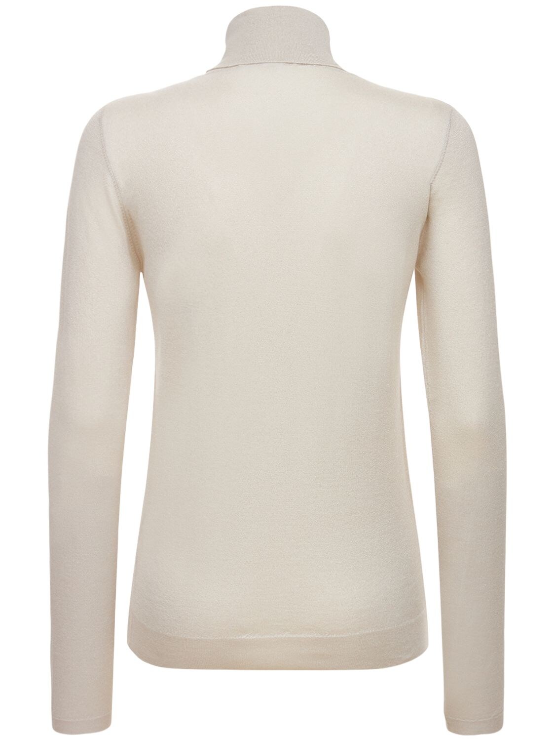 Brunello Cucinelli Cashmere Blend Lurex Knit Sweater In Ivory
