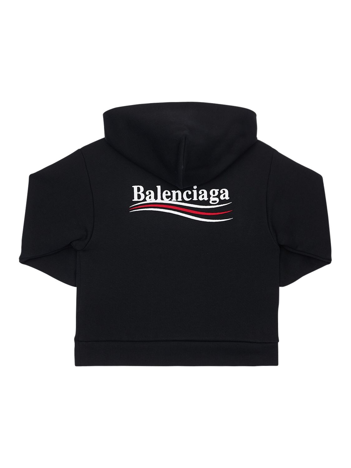 Shop Balenciaga Embroidered Cotton Hoodie In Black