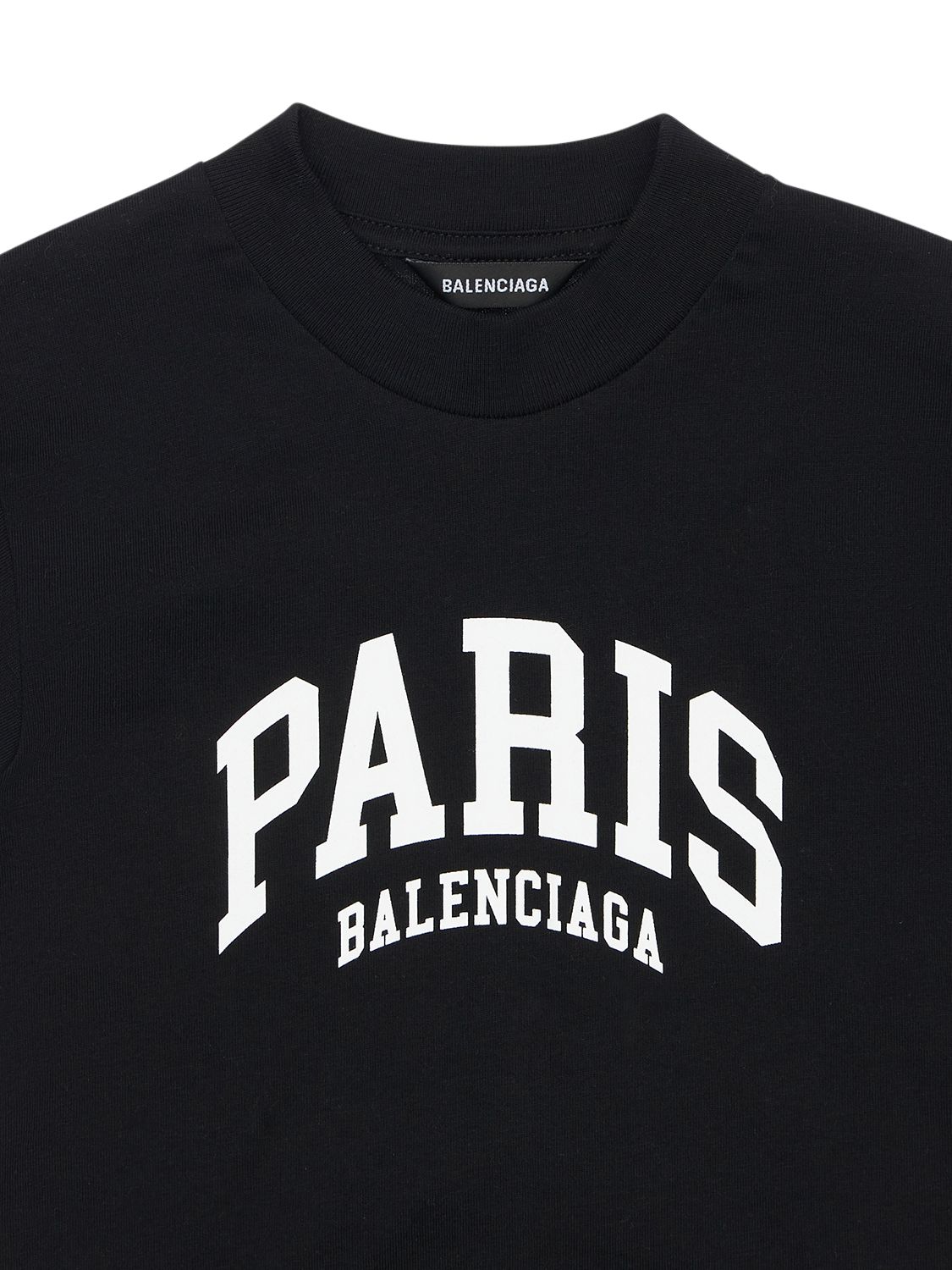 Shop Balenciaga Printed Cotton T-shirt In Black