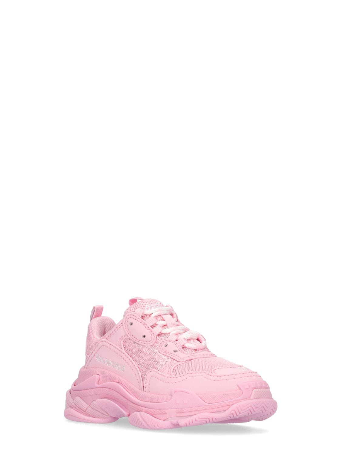 Shop Balenciaga Triple S Faux Leather Lace-up Sneakers In Light Pink