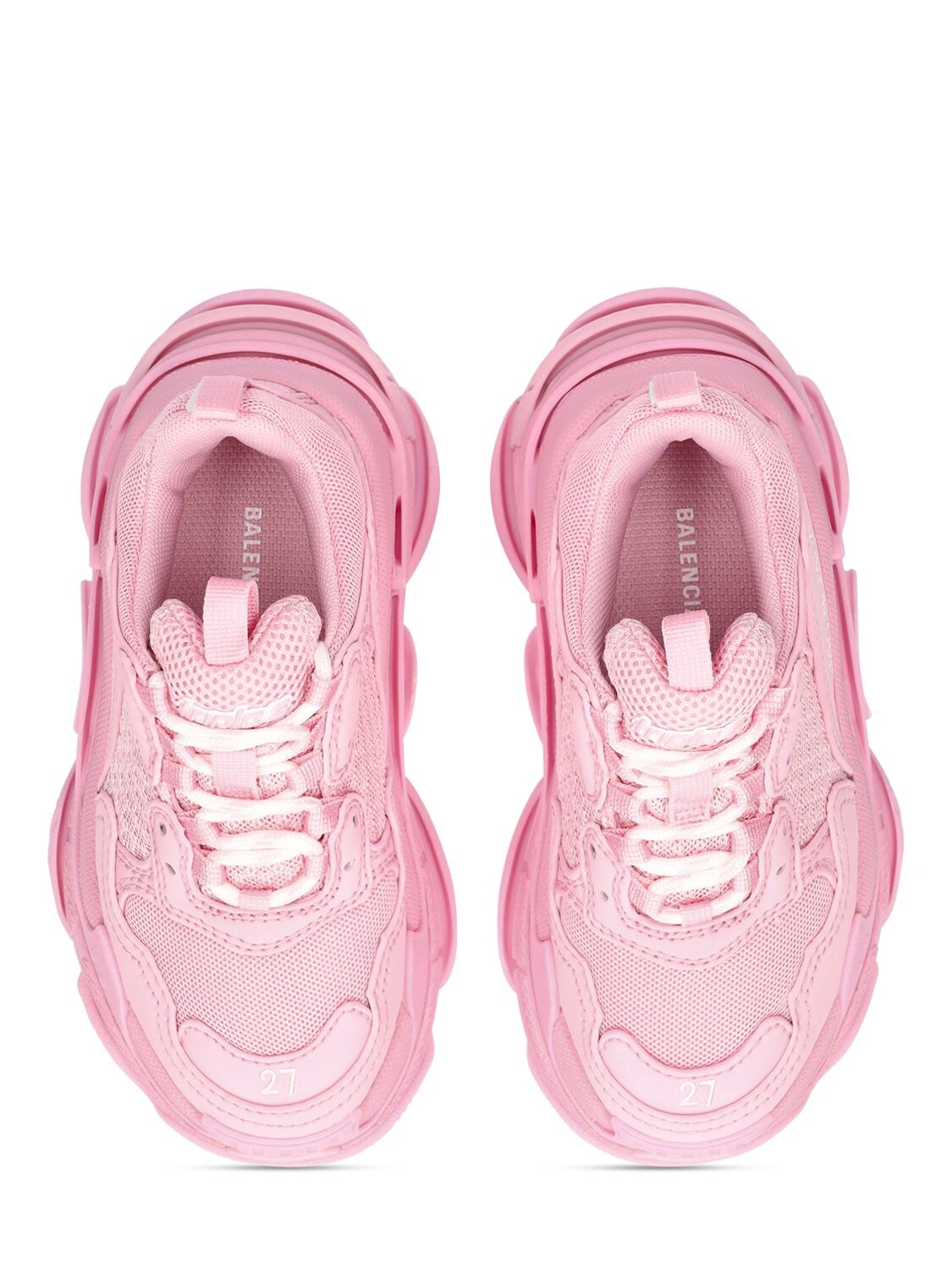 Shop Balenciaga Triple S Faux Leather Lace-up Sneakers In Light Pink