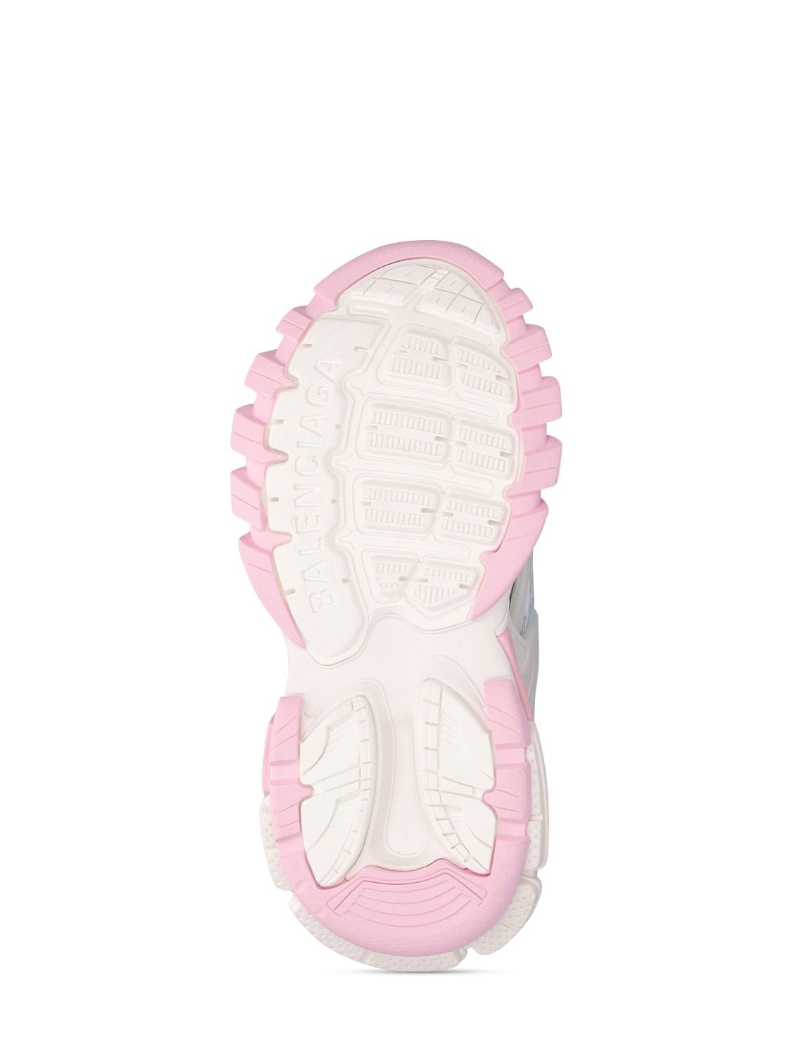 Shop Balenciaga Track.2 Faux Leather Lace-up Sneakers In White,pink