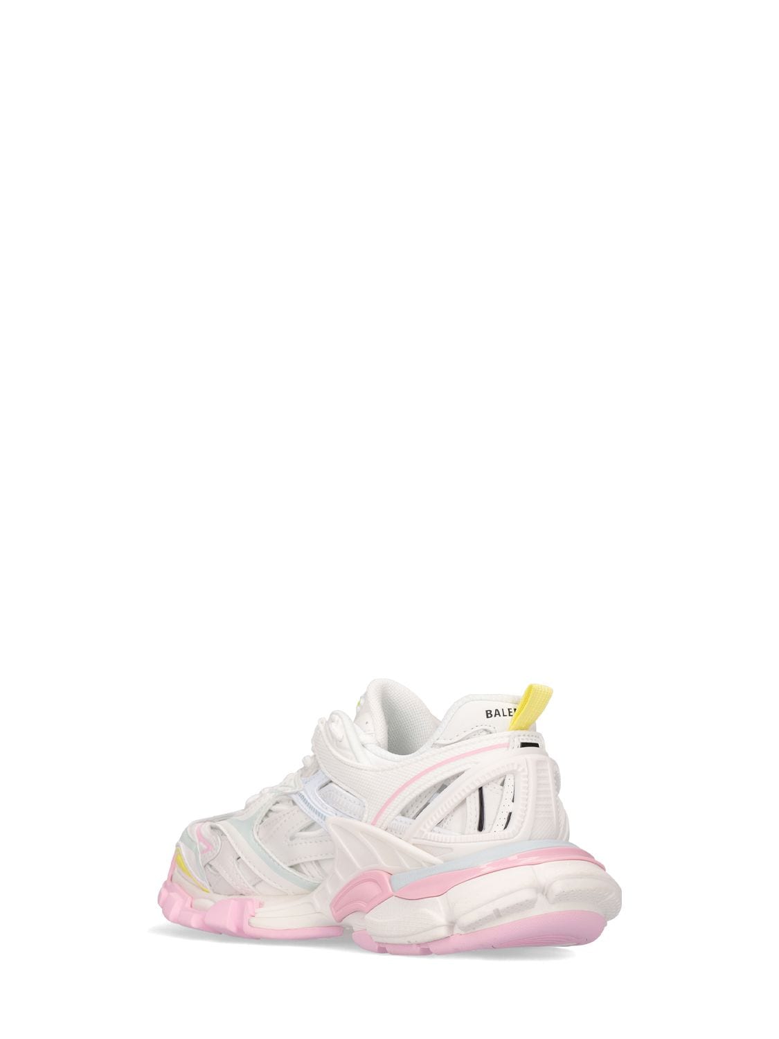 Shop Balenciaga Track.2 Faux Leather Lace-up Sneakers In White,pink