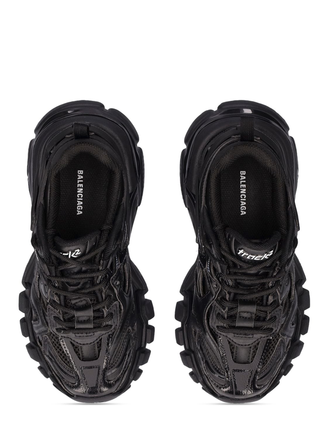 Shop Balenciaga Track.2 Faux Leather Lace-up Sneakers In Black