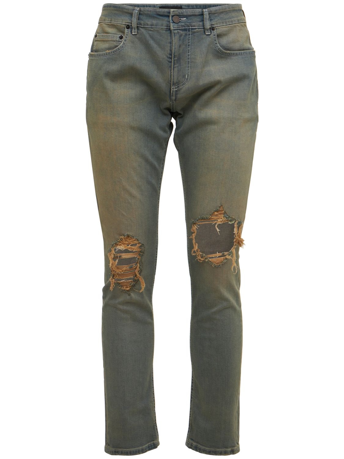 Mille900quindici Washed Jeans W/ Distressed Knees In Blue,multi