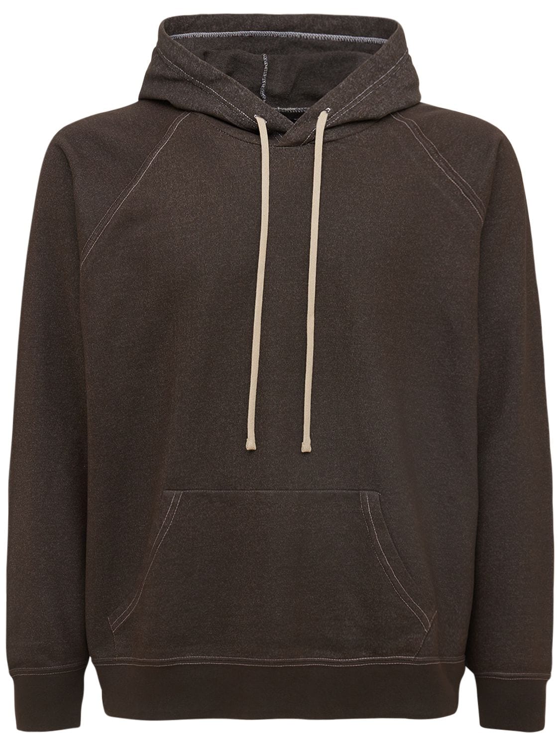 Mille900quindici Waxed Cotton Blend Logo Hoodie In Brown