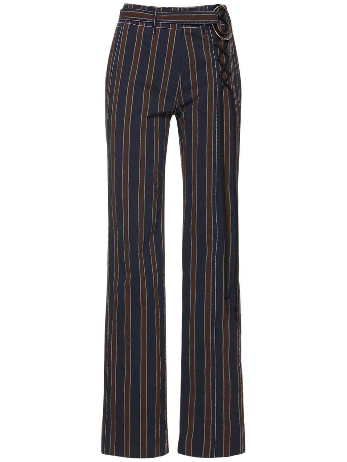 TORY BURCH STRIPED STRETCH COTTON RELAXED PANTS