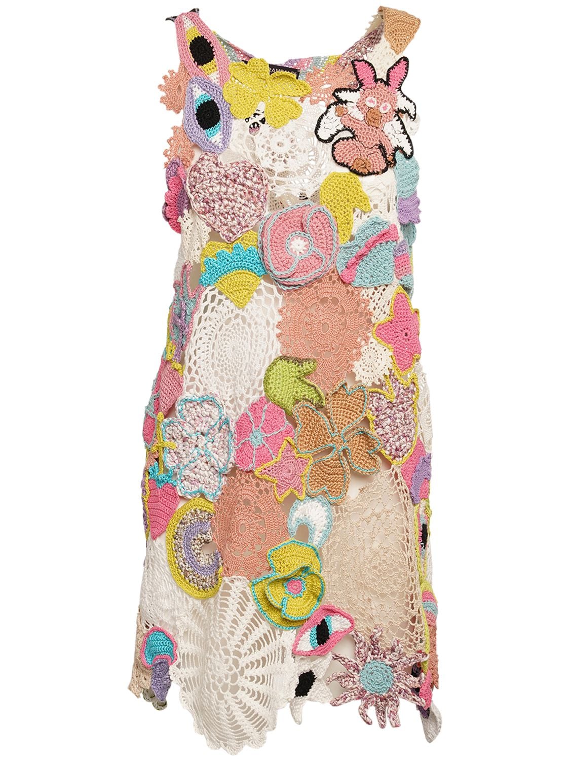 MARCO RAMBALDI Recycled Cotton Blend Crochet Mini Dress