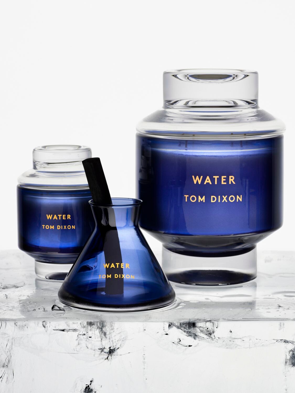 Shop Tom Dixon Medium Water Candle In Blue