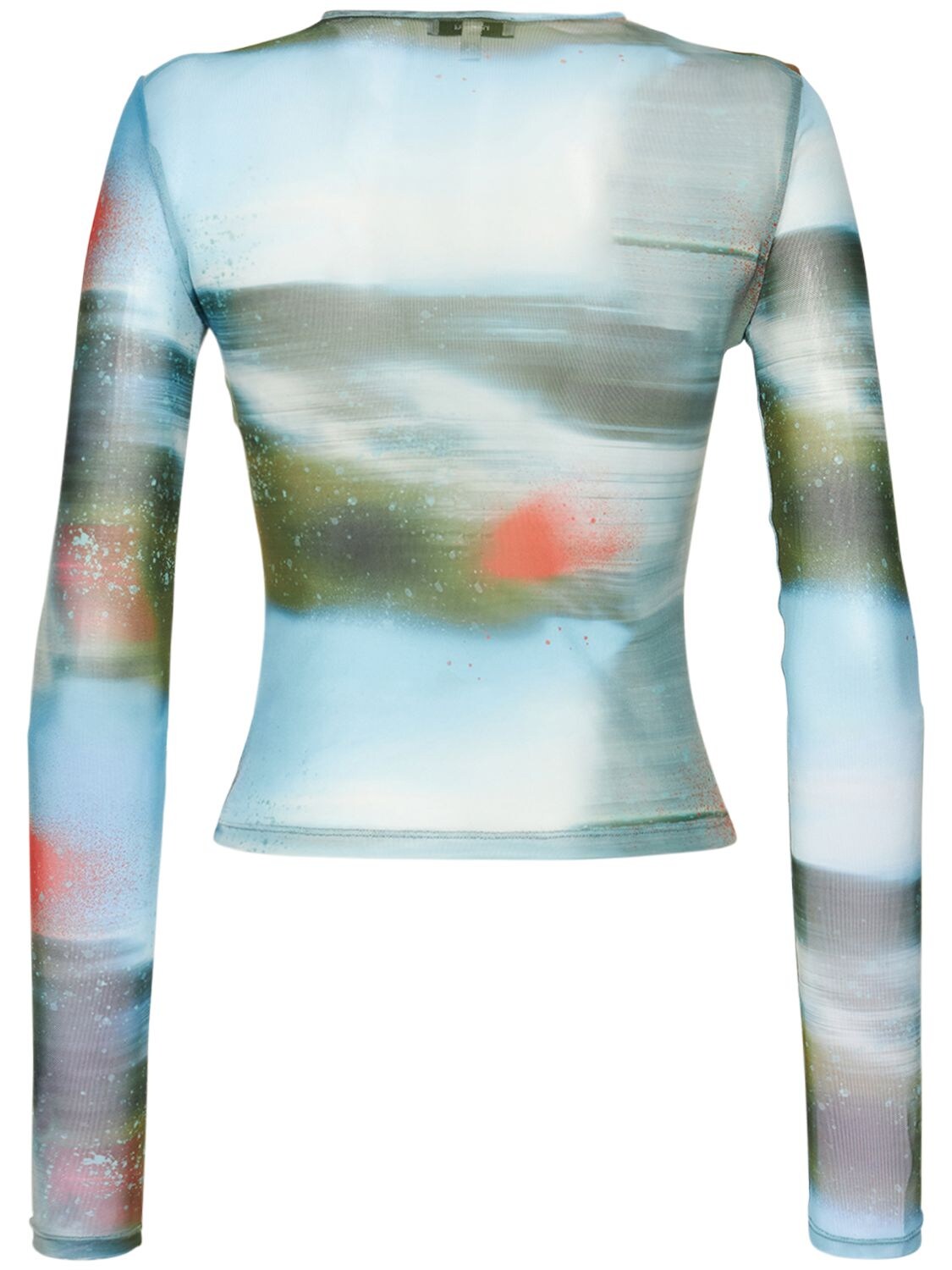 Miaou Printed Power Mesh T-shirt In Blue,multi