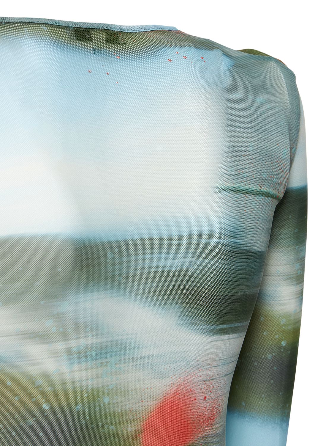 Miaou Printed Power Mesh T-shirt In Blue,multi