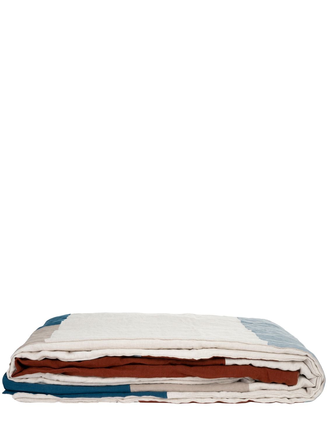 Once Milano Crushed Patchwork Linen Blanket In Multicolor