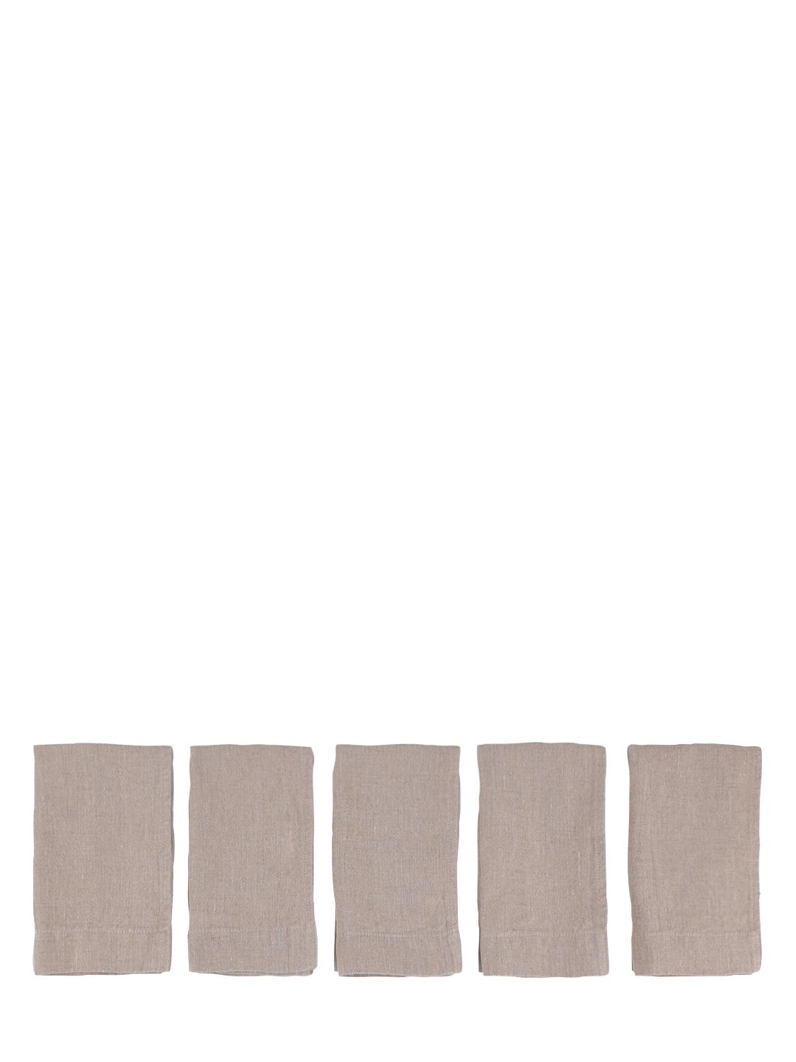 Set Of 5 Crushed Heavy Linen Hand Towels