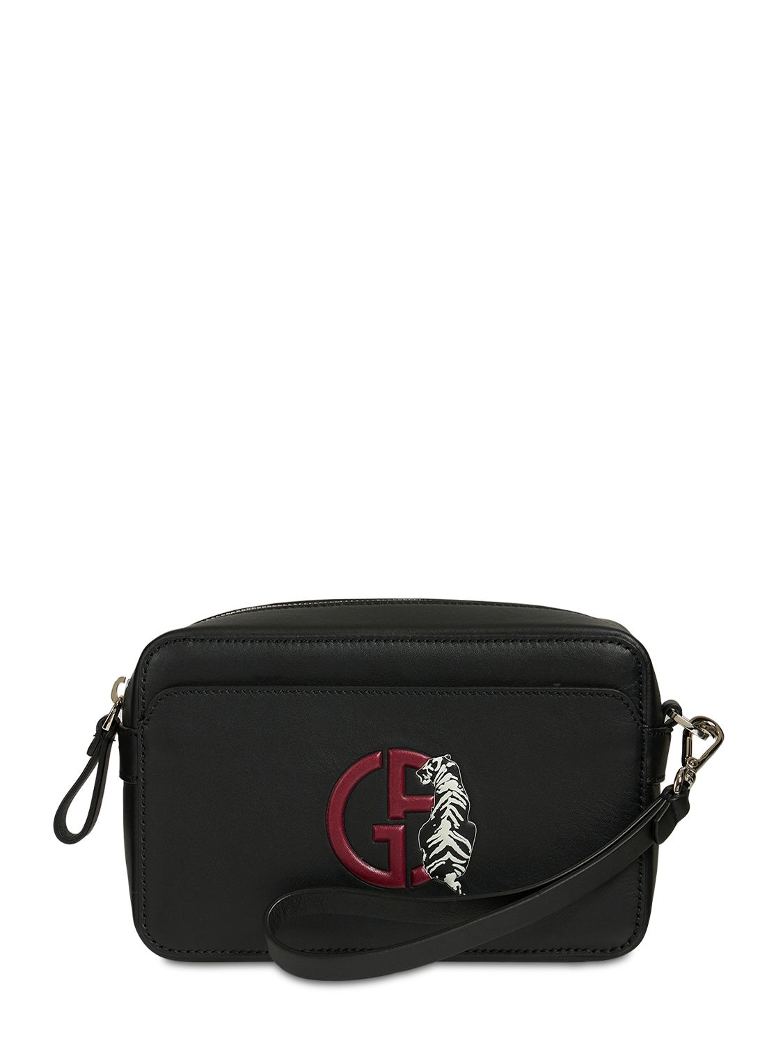 Giorgio Armani Logo Tiger Leather Toiletry Bag In Black | ModeSens