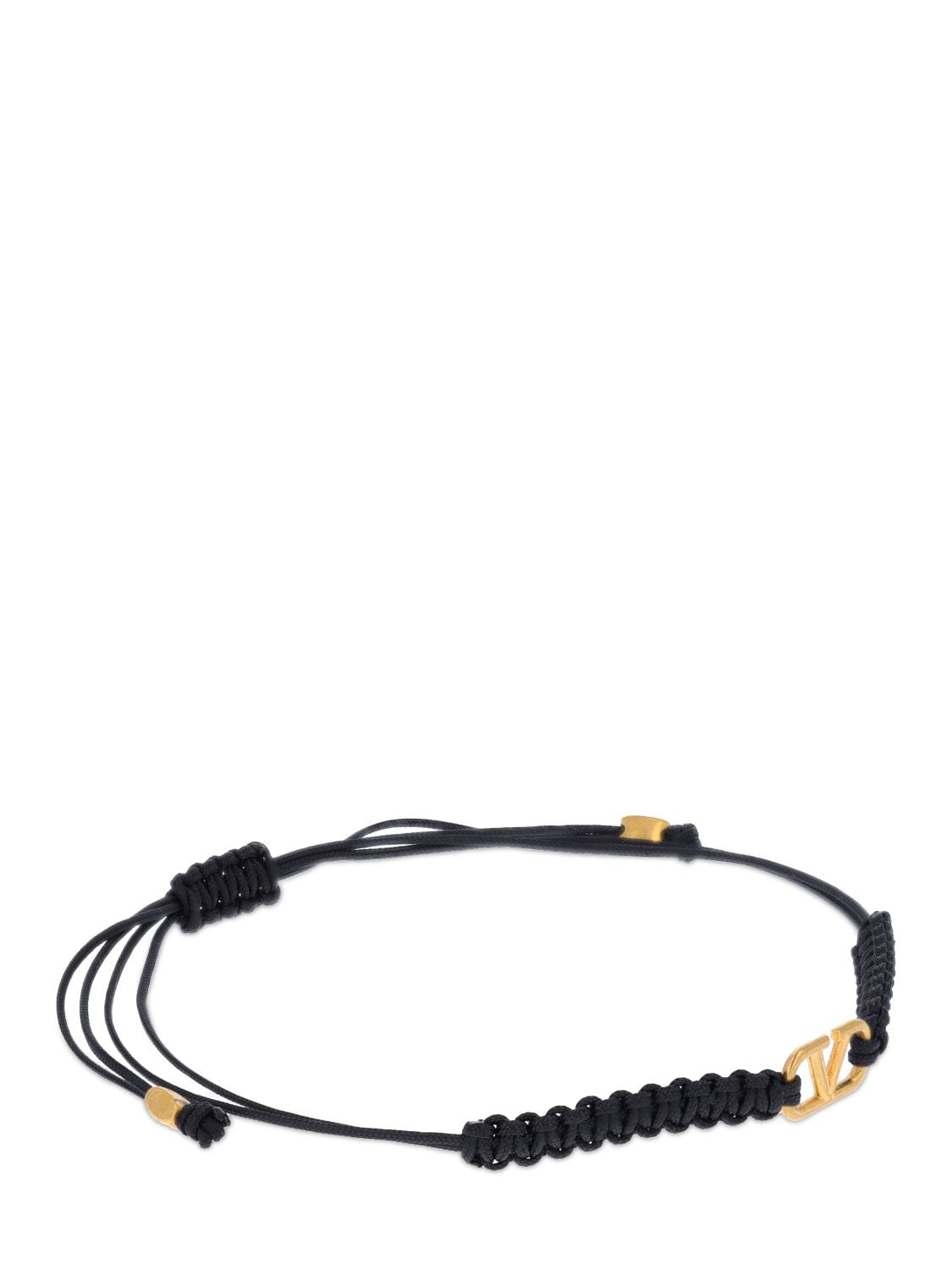 Shop Valentino V Logo Adjustable Bracelet In Black