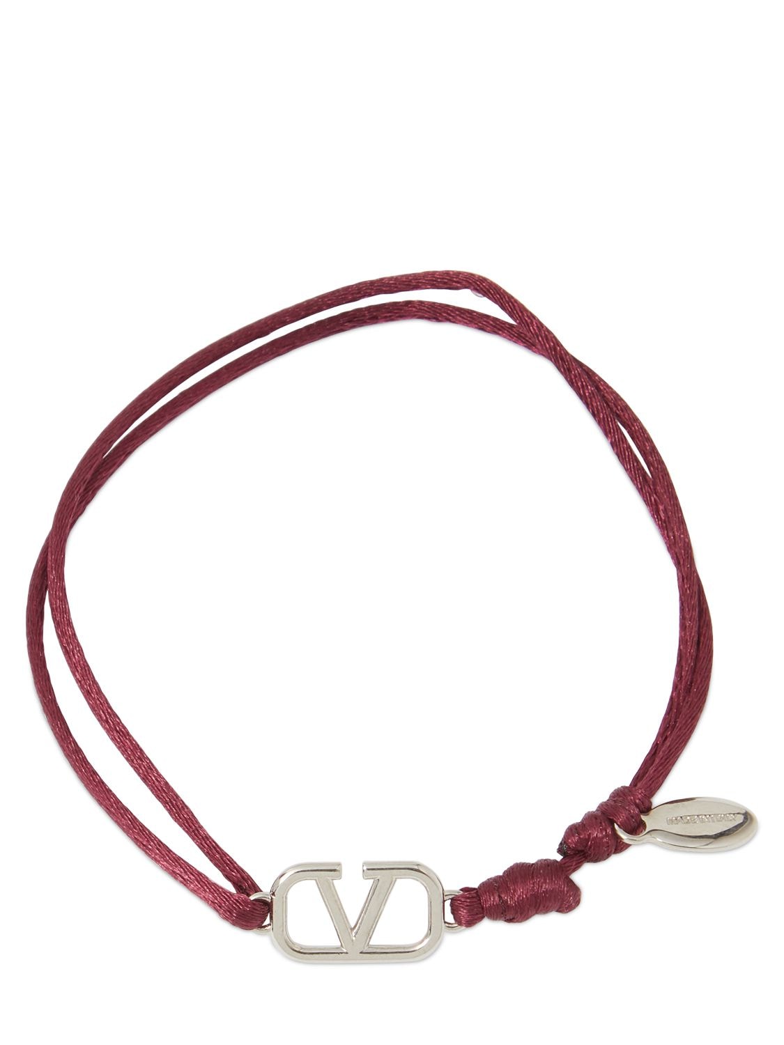 Valentino Garavani V Logo Slim Adjustable Bracelet In Cherry Red