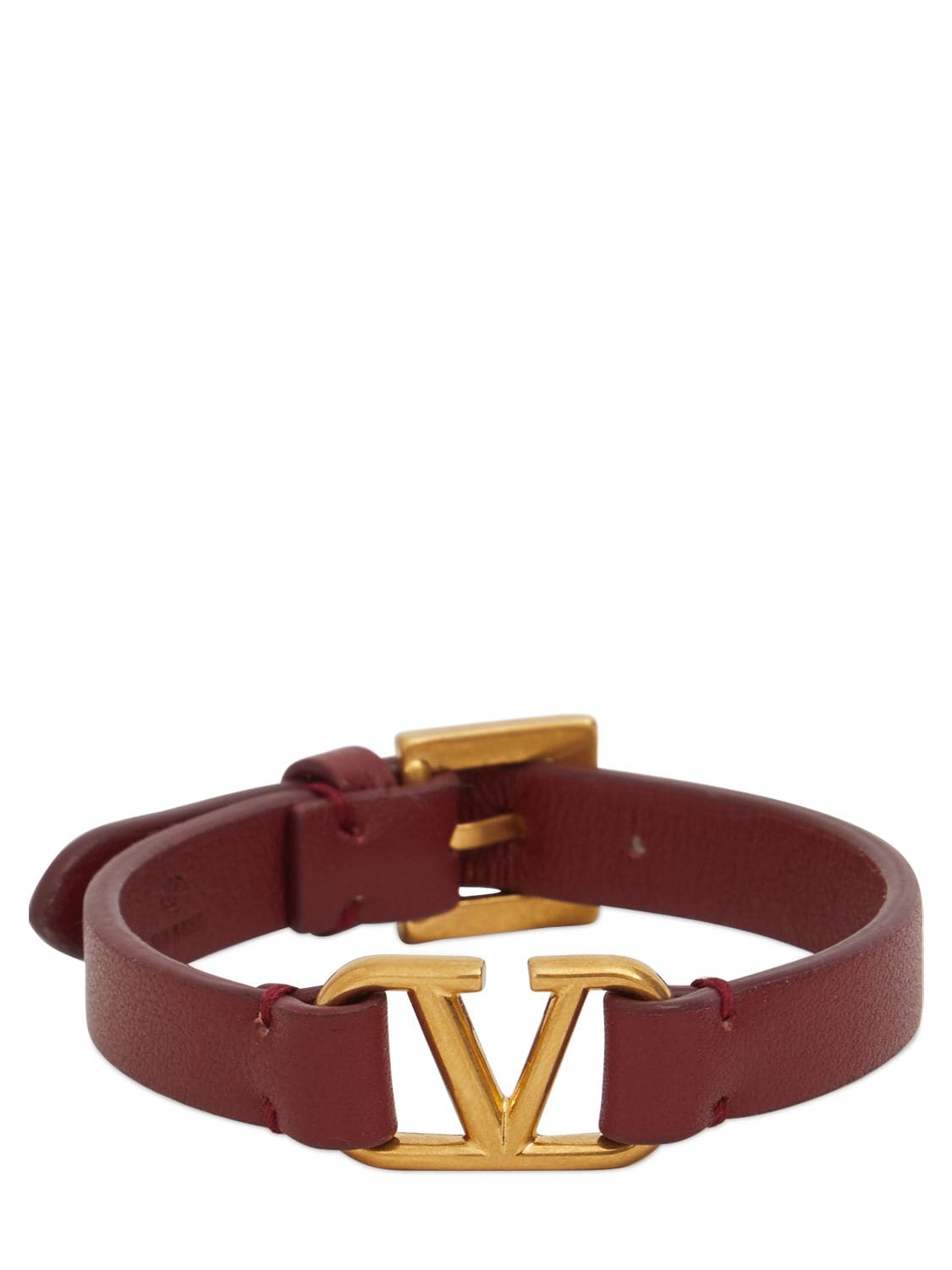 Slim V Logo Leather Belt Bracelet