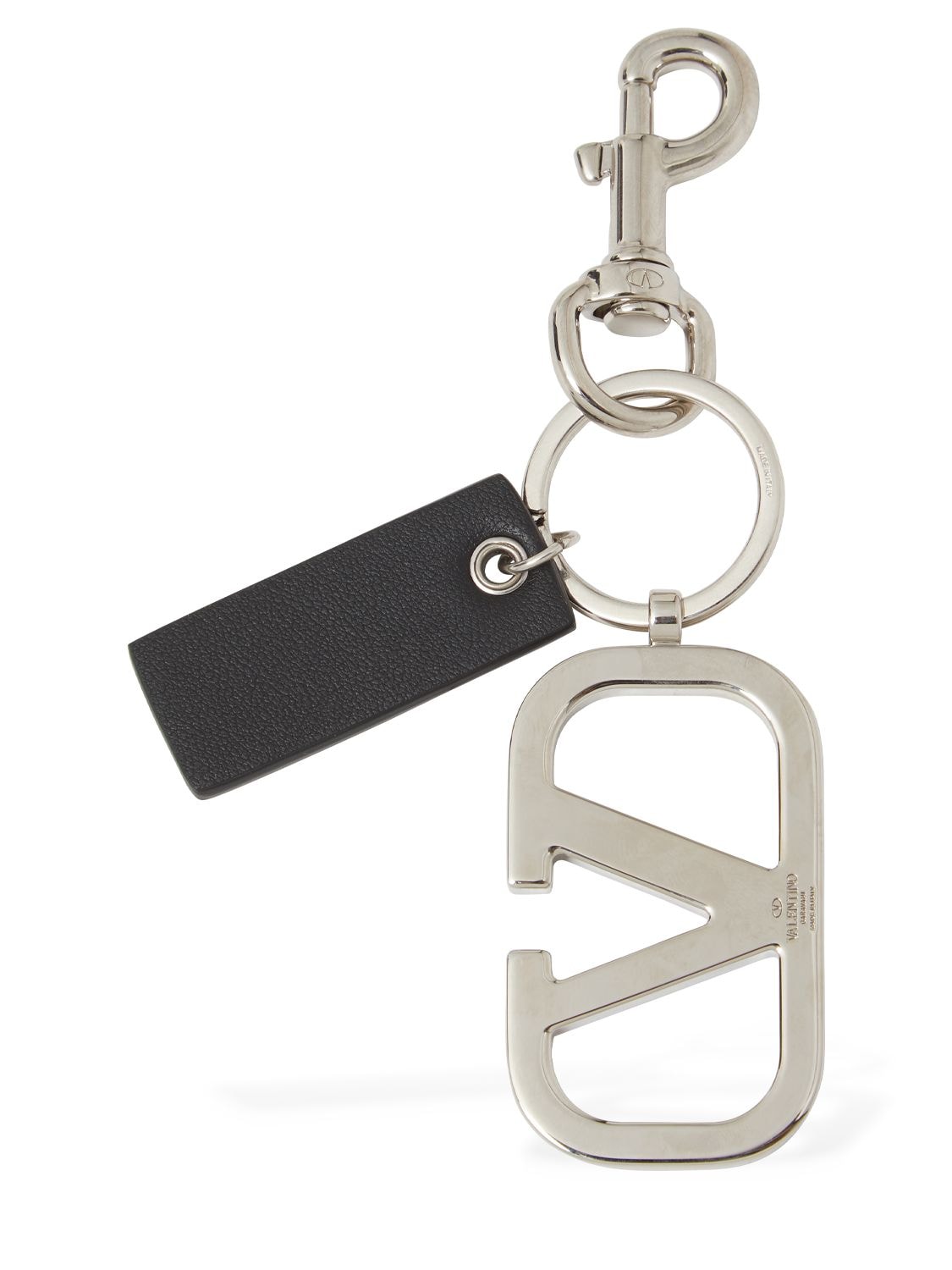 Shop Valentino V Logo & Leather Charms Key Holder In Silver,white