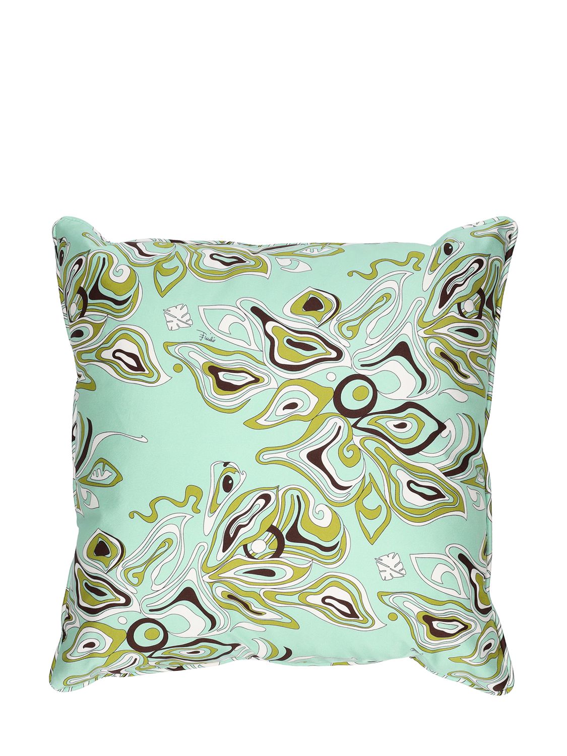 Emilio Pucci Africana Silk Twill Cushion In Green