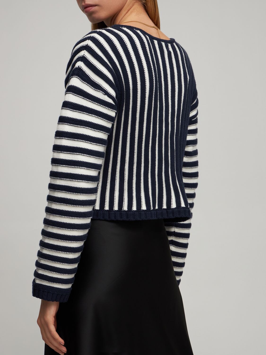 Musier Paris Cali Cotton Blend Sweater In Navy,ivory | ModeSens