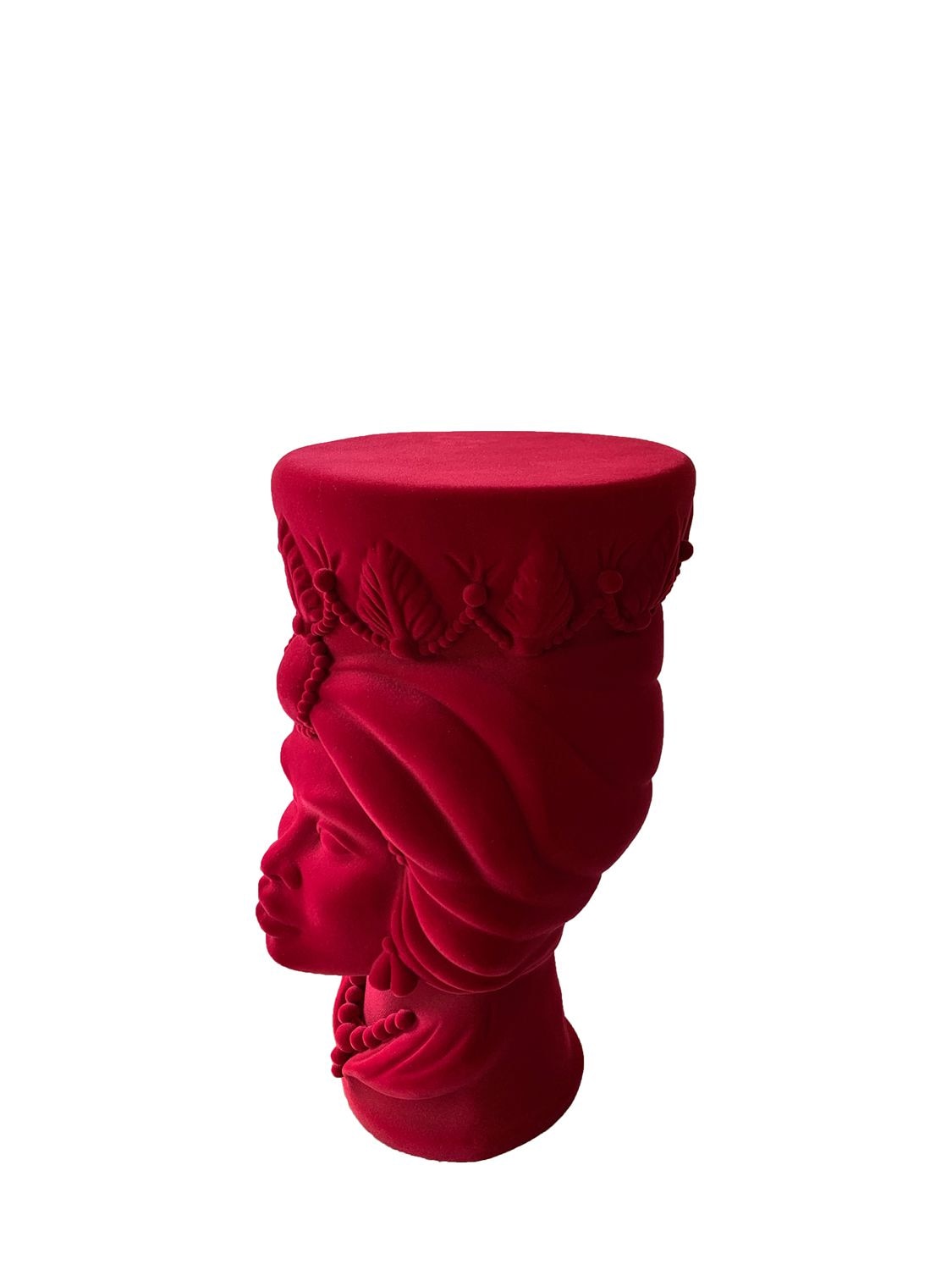 Shop Millesimi Design La Mora Velvet Effect Pouf In 红色