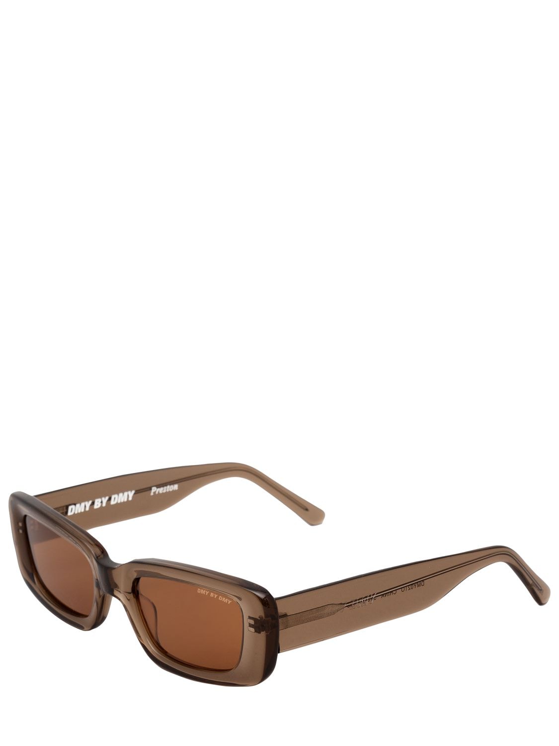 Shop Dmy By Dmy Preston Squared Acetate Sunglasses In Olive,brown