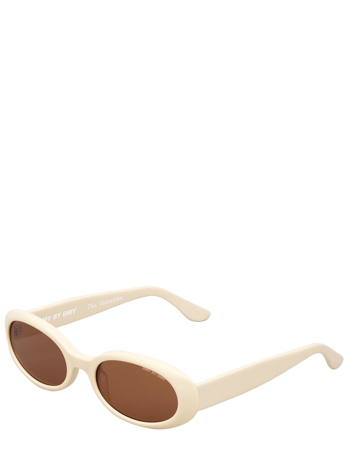 Shop Dmy By Dmy Valentina Oval Acetate Sunglasses In Ivory,brown