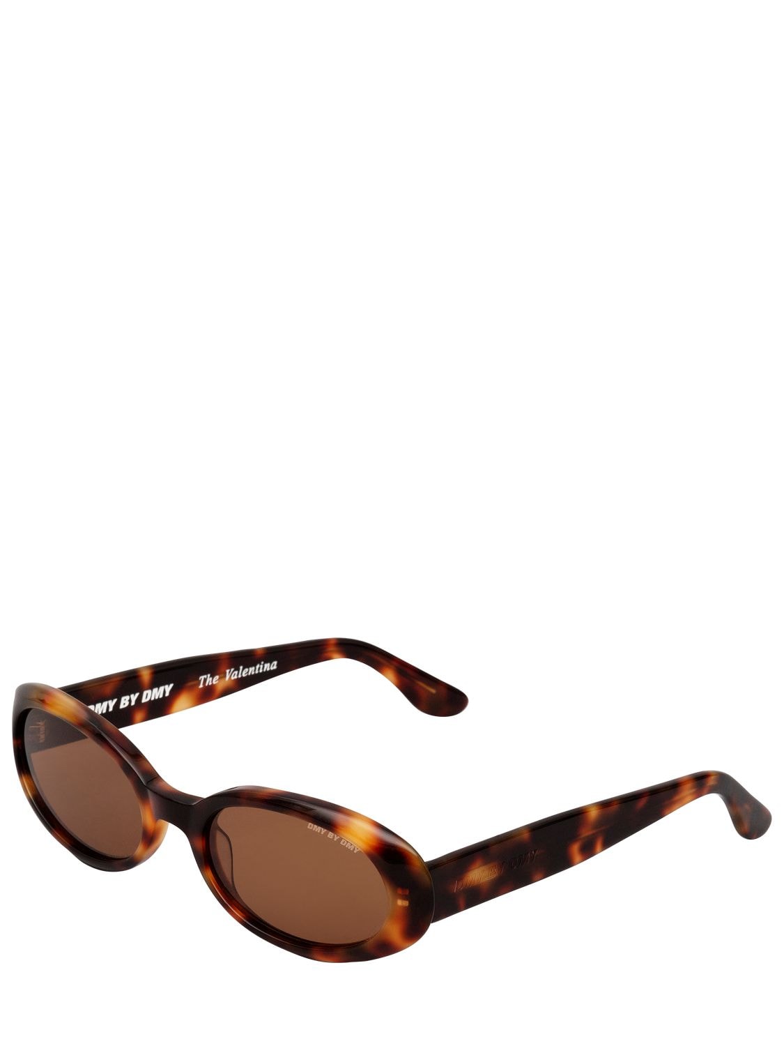Shop Dmy By Dmy Valentina Oval Acetate Sunglasses In Havana,brown