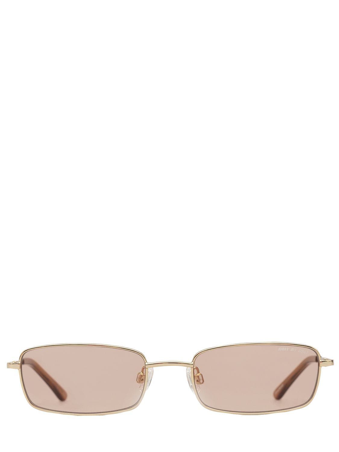 Shop Dmy By Dmy Olsen Squared Stainless Steel Sunglasses In Gold,pink