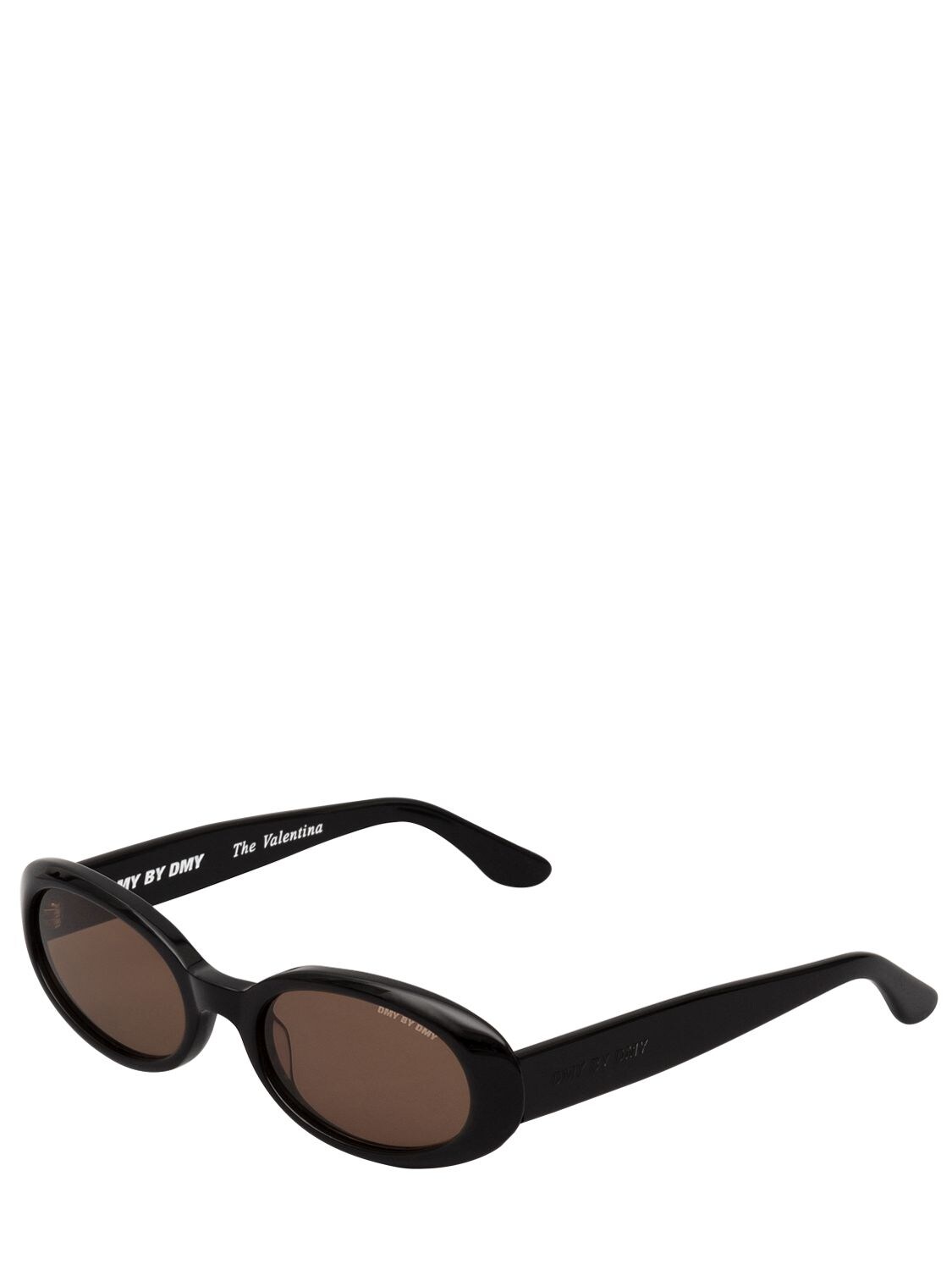 Shop Dmy By Dmy Valentina Oval Acetate Sunglasses In Black,brown