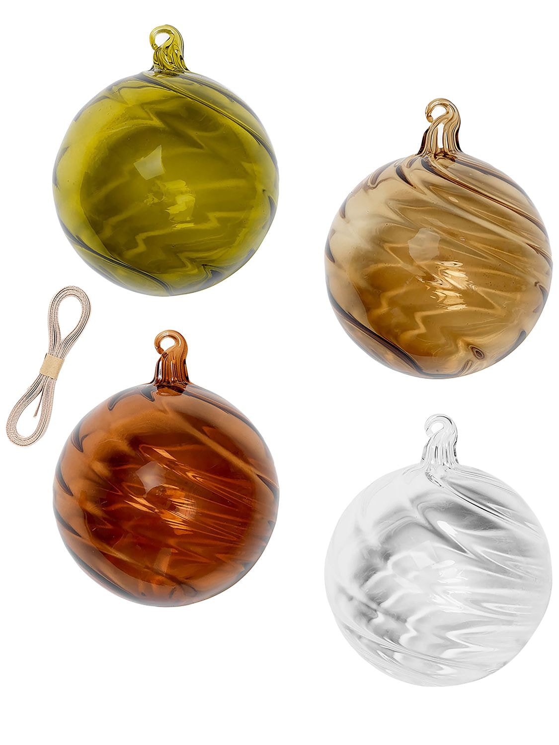 Ferm Living Set Of 4 Twirl Ornaments In Multicolor