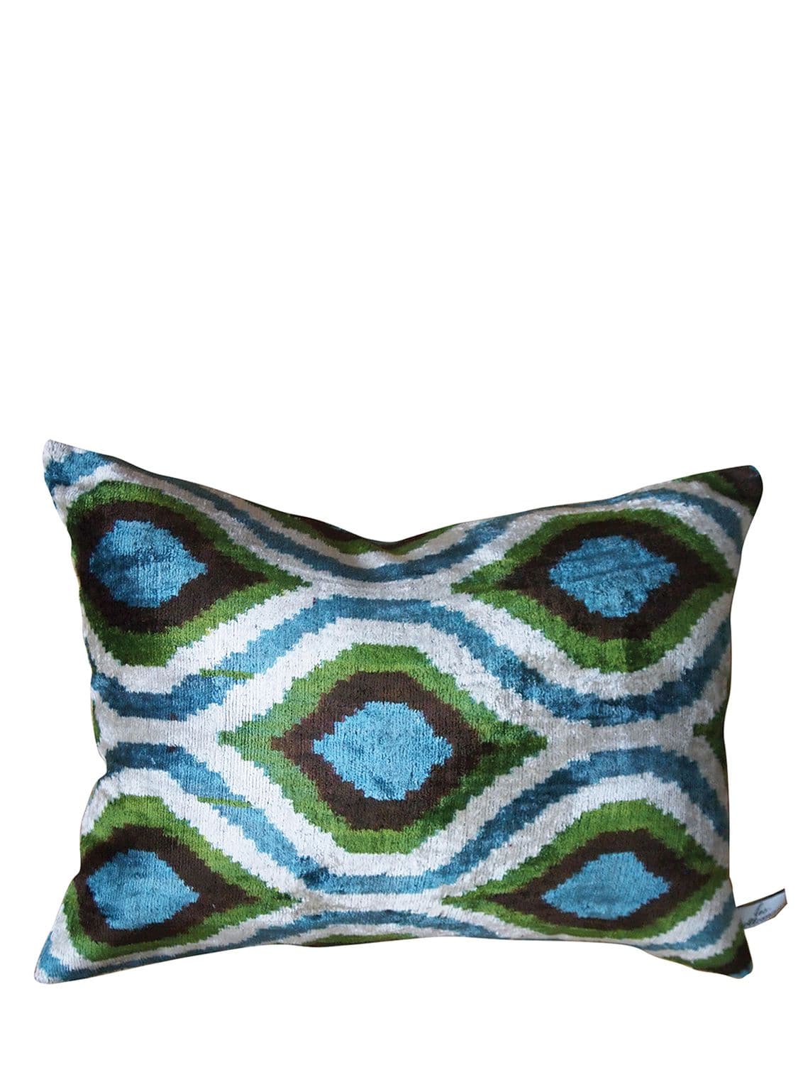 Les Ottomans Cotton Velvet Cushion In Multicolor