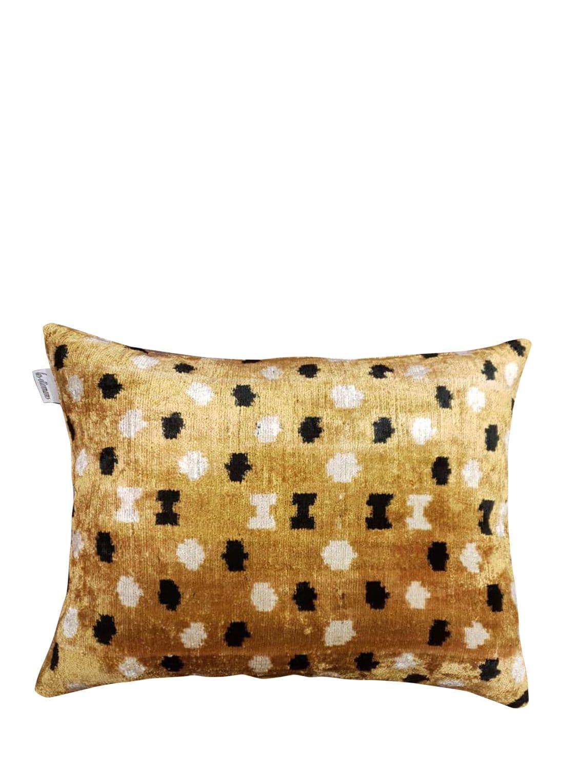 Les Ottomans Cotton Velvet Cushion In Gold