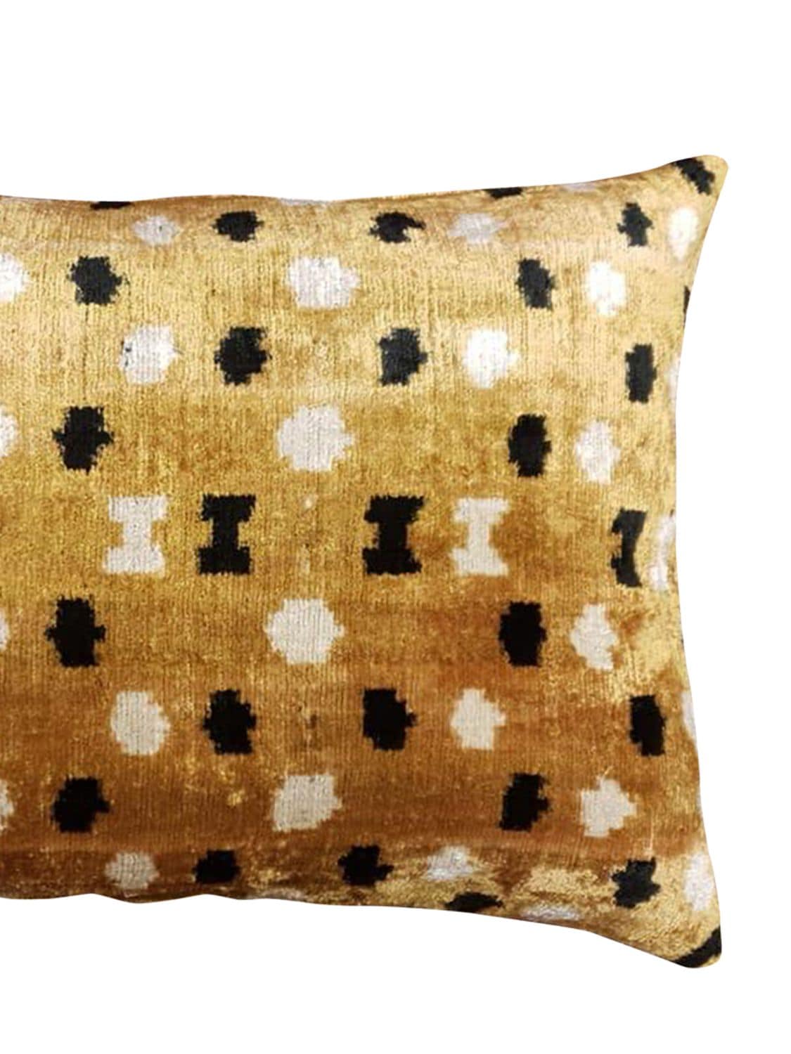 Shop Les Ottomans Cotton Velvet Cushion In Gold