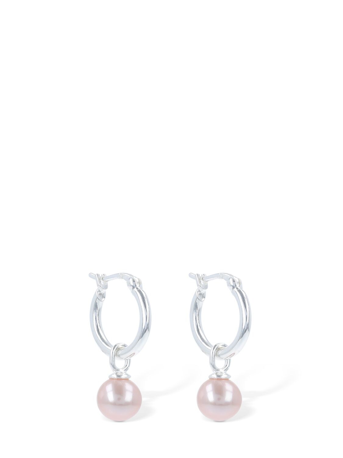 Hatton Labs - Pink pearl hoop earrings - Pink/Silver | Luisaviaroma