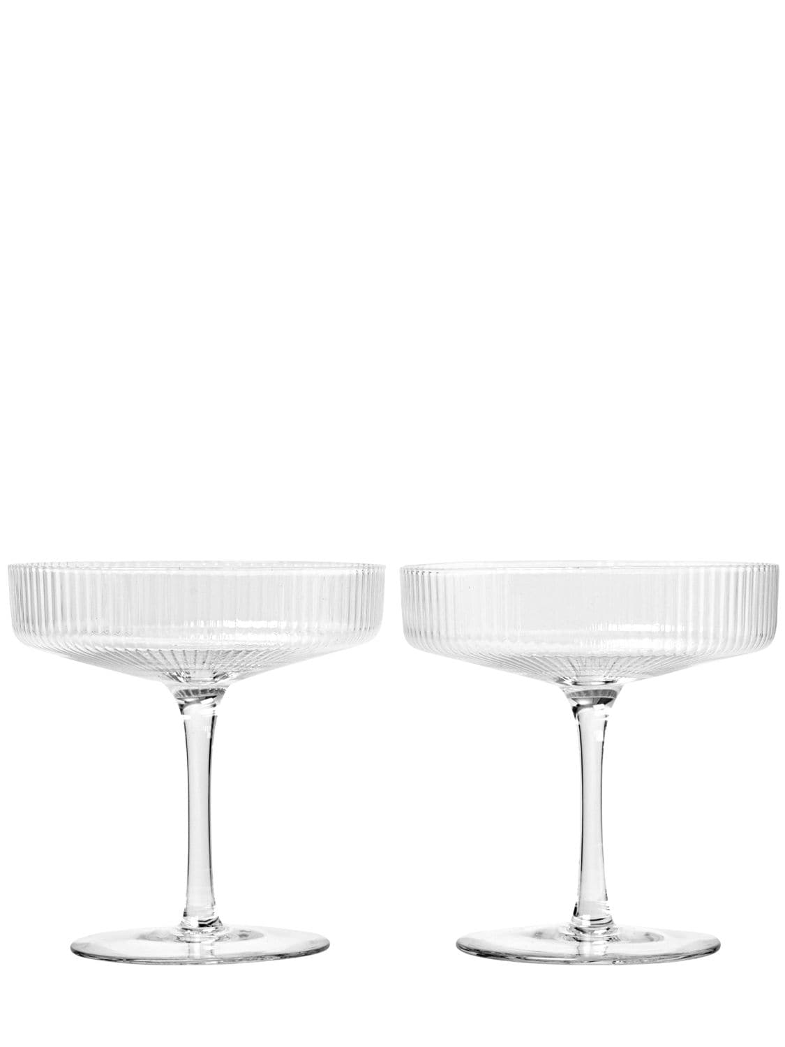 Ferm Living Set Of 2 Ripple Champagne Glasses In Transparent