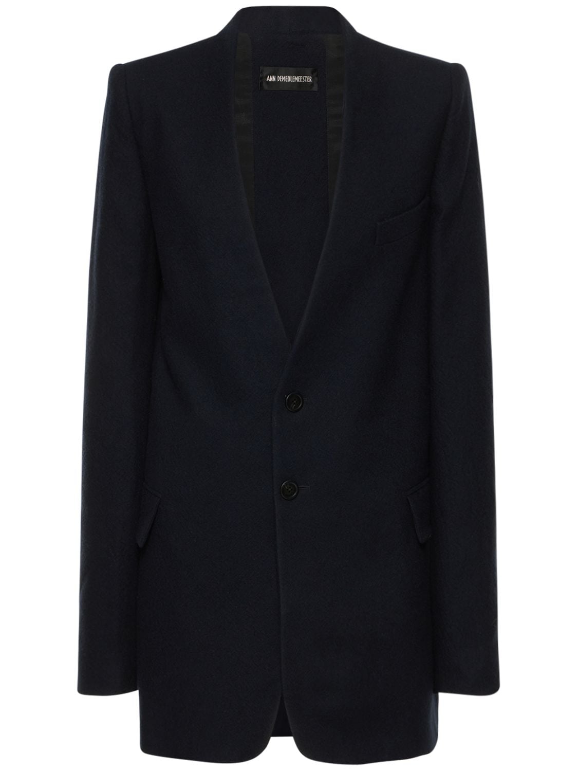 Ann Demeulemeester Gabrielle Single Breast Wool Felt Jacket In Navy