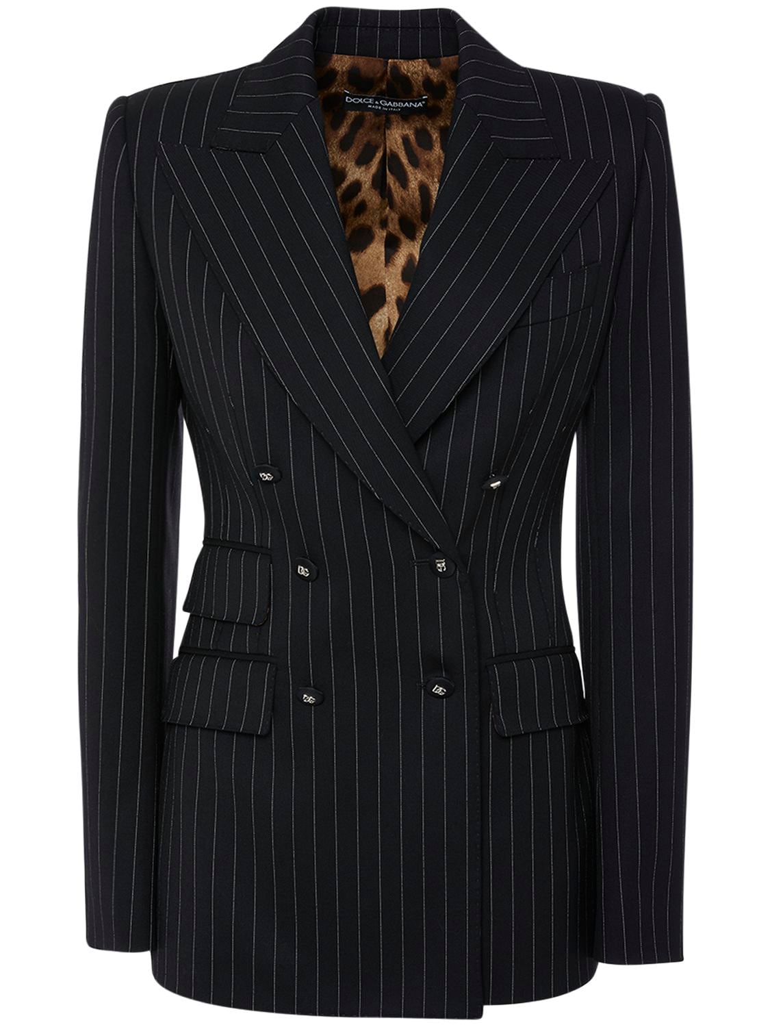 Dolce & Gabbana Brown Wool Blazer In Black,white