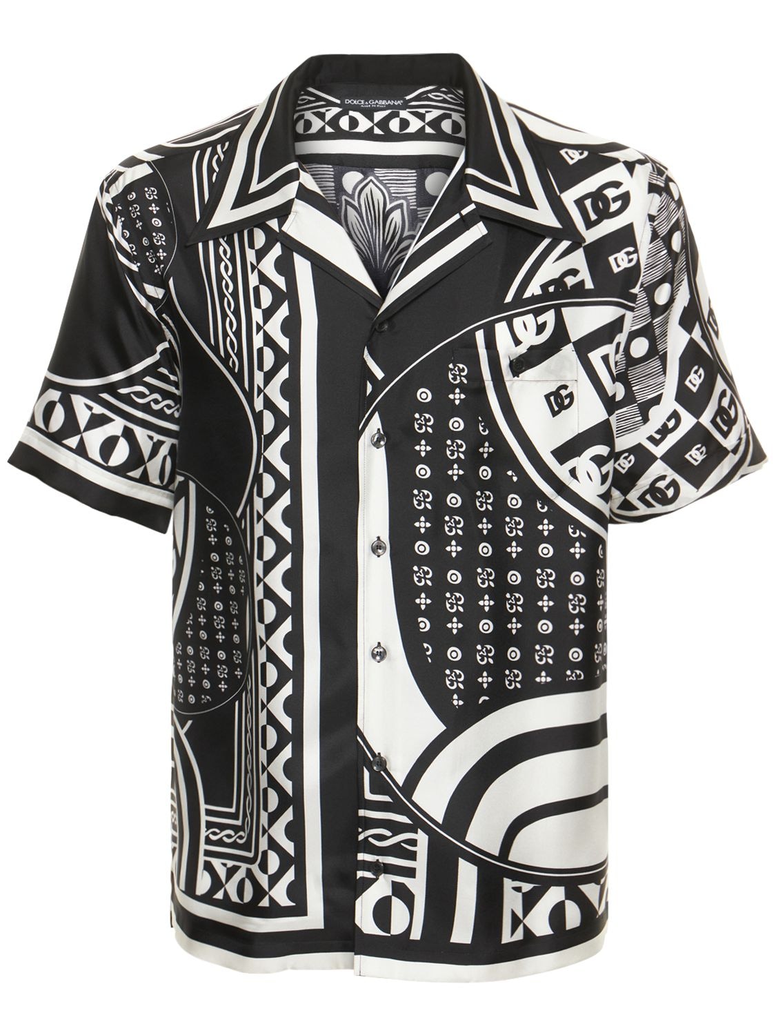 Dolce & Gabbana G5IX8T IS1O7 DG ALL-OVER LOGO-PRINT SILK Shirt Black