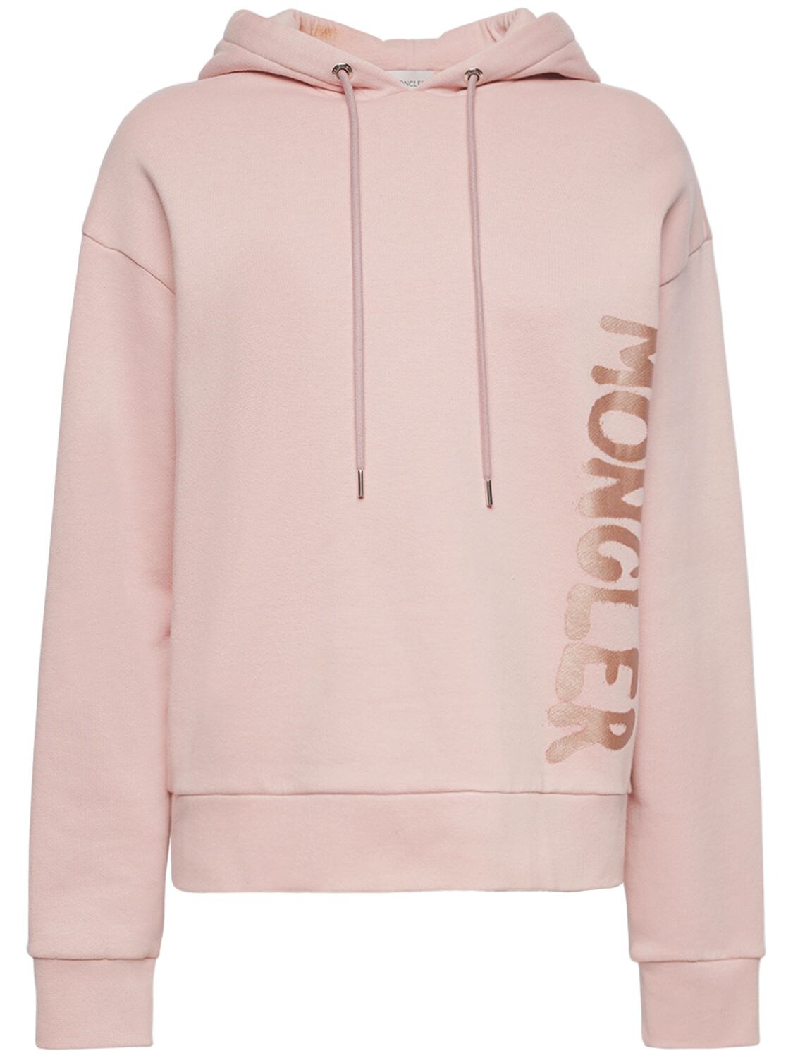 Moncler Logo Detail Cotton Sweatshirt Hoodie In Pink | ModeSens