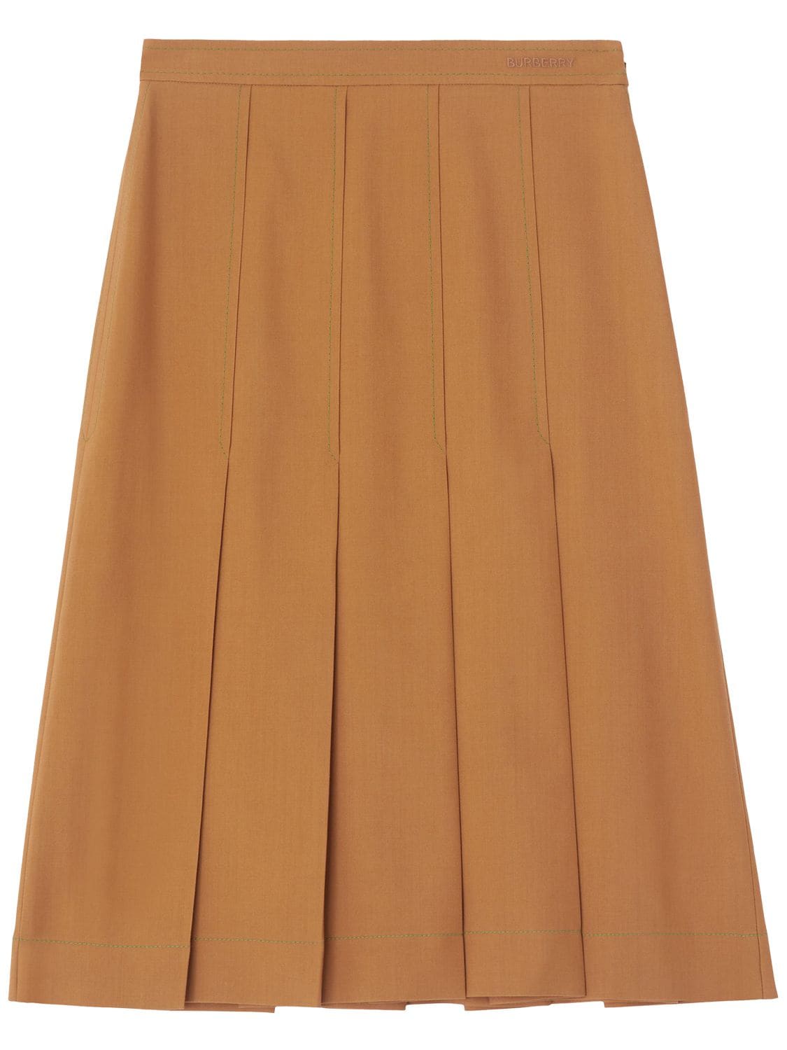 Burberry Celia Pleated Wool Gabardine Skirt In Deepbeechbrown